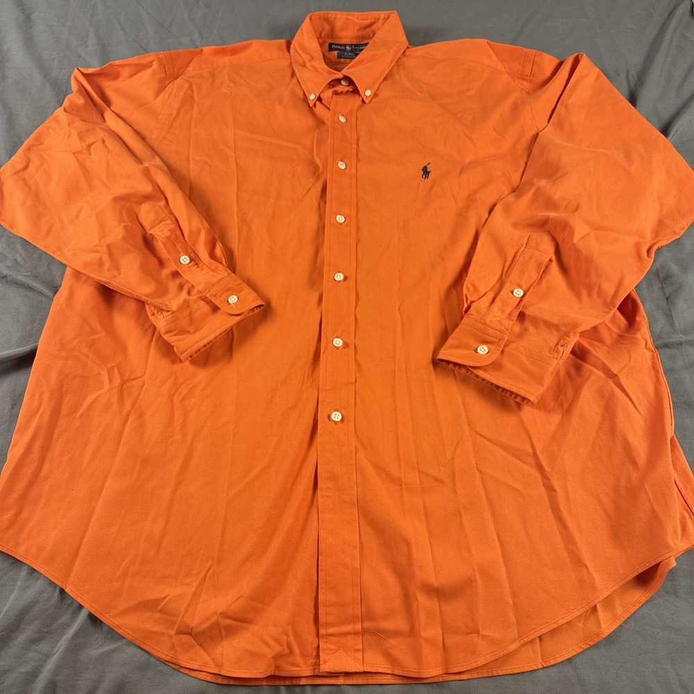Ralph Lauren Blake Orange Solid Cotton Button-Down Long Sleeve Shirt Men's XL